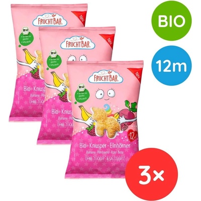 FruchtBar BIO Křupky Jednorožec - Kukuřice, banán, malina a řepa 3 x 30 g