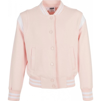 Urban Classics Detská bunda Girls Inset College Sweat Jacket Pink/White