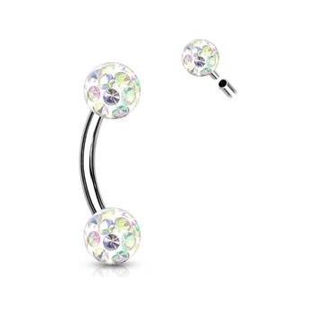 Šperky4U piercing do obočí s krystaly OB0013-AB