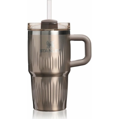 Stanley Quencher H2.O Fluted Tumbler tumbler z nehrdzavejúcej ocele s rúrkou malý Pale Gold Shine 590 ml