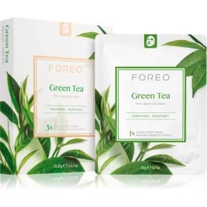 FOREO Farm to Face Sheet Mask Green Tea платнена маска с успокояващ ефект за смесена кожа 3x20 гр