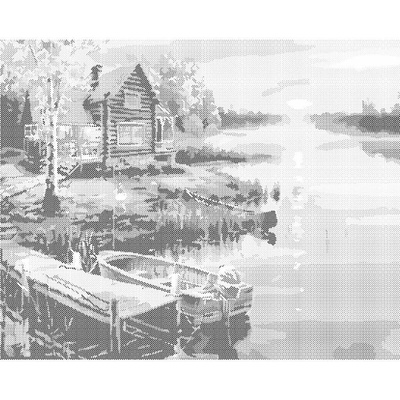 ZUTY Bodkovanie - ZÁPAD SLNKA NAD JAZEROM Rámovanie: vypnuté plátno na rám, Rozmer: 40x50 cm
