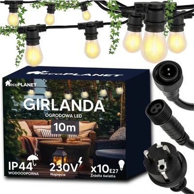 BERGE Zahradní girlanda 10m + 11x 1W LED žárovka EG1010