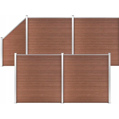 vidaXL Plotová sada WPC 4 čtvercové + 1 šikmý díl 792 x 186 cm hnědá