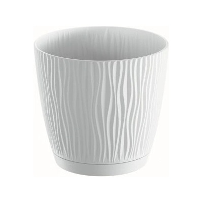 PROSPERPLAST Kvetináč + miska SANDY P biely 16,8cm