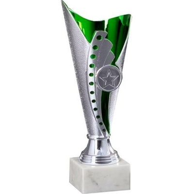 Plastová trofej Stříbrno-zelená 21 cm