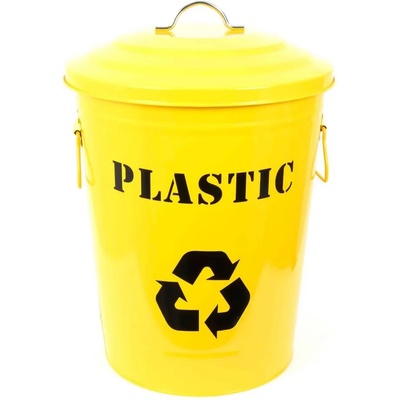 25 л. жълт метален кош за разделно сметосъбиране с капак (018544)