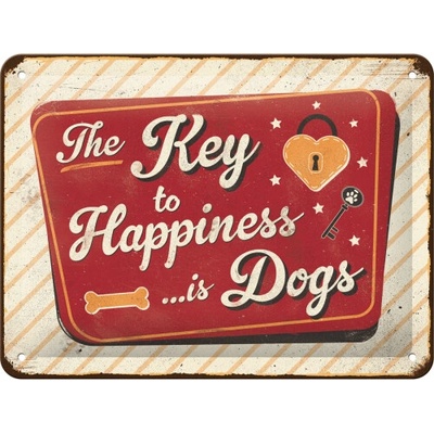 Nostalgic Art Plechová Ceduľa Key to Happiness is Dogs