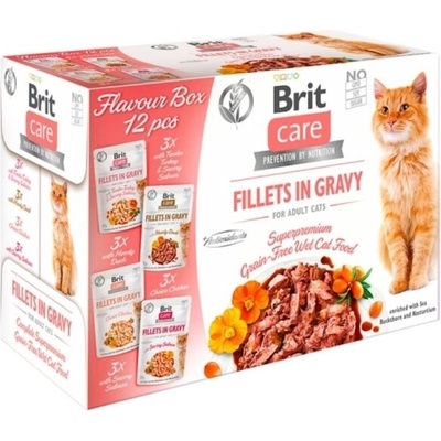 Brit Cat Delicate fillets in gravy Multipack селекция птичи и рибни филенца в сос грейви 12 броя х 85gr
