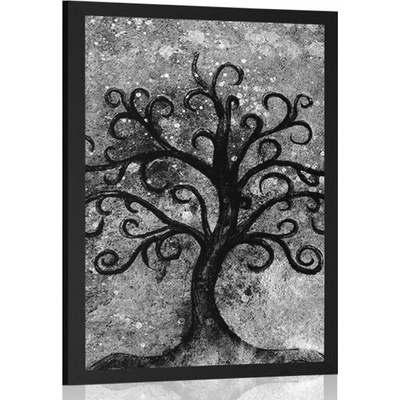 Plakát černobílý strom života - 40x60 no frame