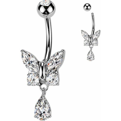 MARRE Piercing do pupíku motýlek (čirá) WP0047-C