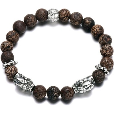Daniel Dawson Luxusní náramek Buddha fosilní kámen NR2098/21 Hnědá