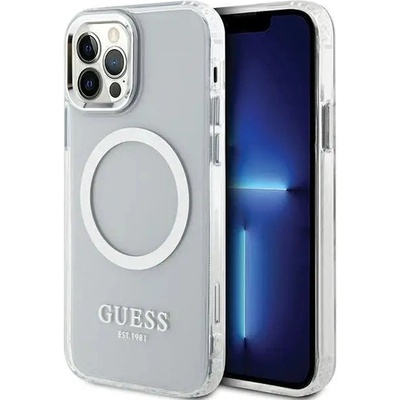 GUESS Кейс Guess GUHMP12MHTRMS за iPhone 12/12 Pro 6.1", сребрист / сребрист, твърд, Metal Outline Magsafe (3666339169947)