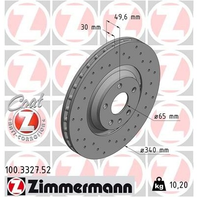 Brzdový kotúč ZIMMERMANN 100.3327.52 (100332752)