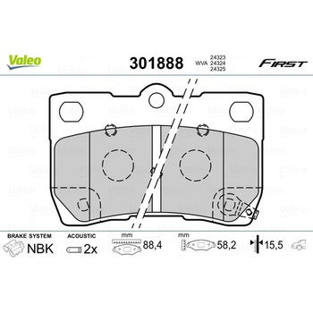 VALEO Sada brzdových platničiek kotúčovej brzdy 301888