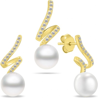 Brilio Silver Stylový set šperků se zirkony a perlami SET269Y