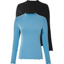 esmara® Dámske tričko s dlhým rukávom 2 kusy čierna modrá