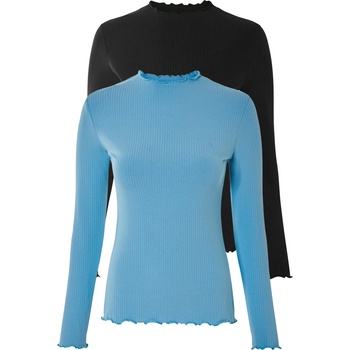 esmara® Dámske tričko s dlhým rukávom 2 kusy čierna modrá