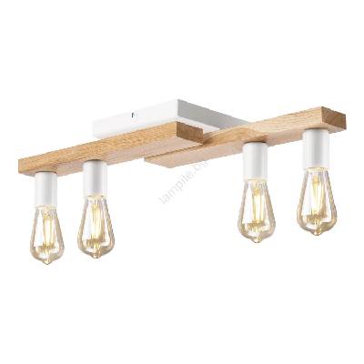 Полилей за повърхностен монтаж MATTE 4xE27/15W/230V бял/дъб (LA50256)