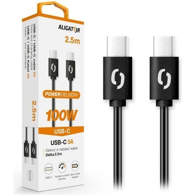 Aligator DATKP52 Power 100W, USB-C/USB-C, 5A, 2,5m, černý