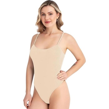 Бежово боди-прашка с тънка презрамка