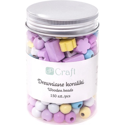 DP Craft Dřevěné korálky v dóze 150 ks pastel mix