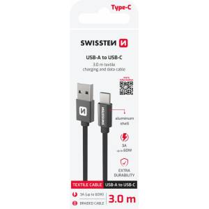 SWISSTEN Textile USB / USB-C 3 m Цвят: черен