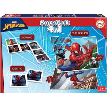 Superpack 4v1 Spider-man Educa domino pexeso a 2 puzzle s 25 dielikmi
