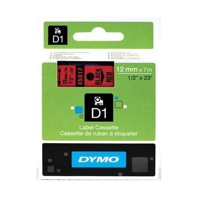 DYMO D1 45017, S0720570, 12mm x 7m, черен печат / червен фон, оригинална лента (45017)