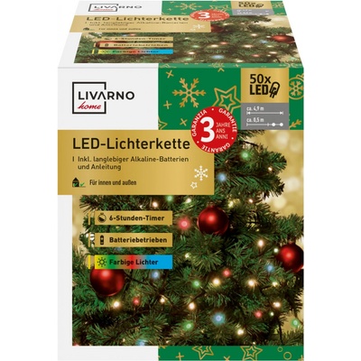 LIVARNO home Světelný LED řetěz, 50 LED (barevný)