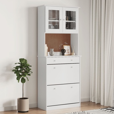 vidaXL Висок шкаф ALTA, бял, 77x35x188 см, борово дърво масив (3187778)