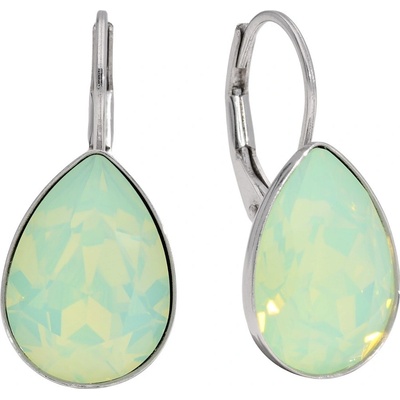 Swarovski Elements Pear Stříbrné náušnice visací zelené slzičky, kapky 51056.3
