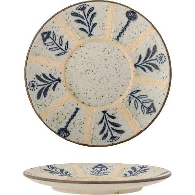 Bloomingville Béžovo-modrý kameninový dezertní talíř Leonie 16 cm