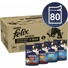 Felix Fantastic hovězí, kuře, tuňák, treska v želé 80 x 85 g