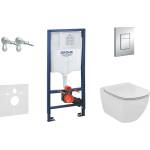 GROHE Rapid SL - Комплект от предстена инсталация, тоалетна чиния и седалка Ideal Standard, Aquablade, бутони SoftClose Skate Cosmo, хром 38528SET-KU (38528SET-KU)
