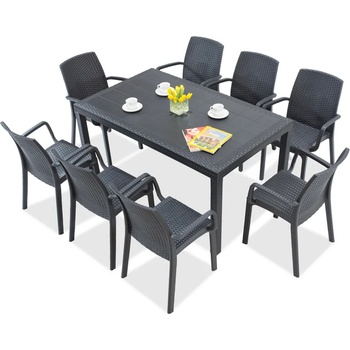 BICA Комплект техноратанови мебели Houston / Indiana за 8 души антрацит Bica (BC9094NT-8x9093ANT)