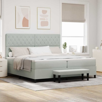 zahrada-XL 3344468 Postel s boxspringem s matrací Světle šedá samet