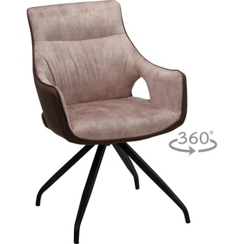 Carmen Трапезен стол Carmen DUDLEY, до 120kg. , дамаска, метална база, въртене на 360°, подлакътници, бежов (bt-3532075)