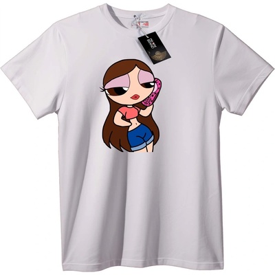 NOONEBRAND Тениска Анимационно момиче с розов телефон - 6XL, White