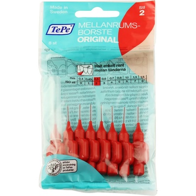 TePe Original междузъбни четки 2 червени (0, 5 mm) 8 бр