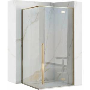 Rea Душ кабина Rea Fargo квадратна с люлееща се врата 90x90 златна (5902557355815)