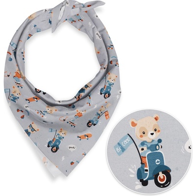 Biante dětský bavlněný šátek Sandra SA-599 Méďové na motorkách a skateboardech na světle šedomodrém – Hledejceny.cz