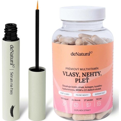 DeNatura sérum na řasy 3 ml + Vitamínový komplex vlasy 100 kapslí
