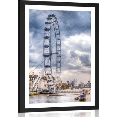 Plakát s paspartou jedinečný Londýn a řeka Temže - 40x60 no frame