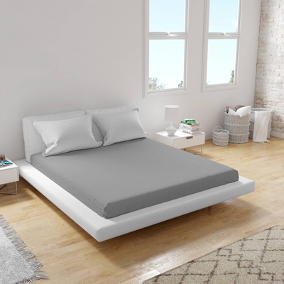 Png Панагюрище Долен чаршаф с ластик 90/200/20 см сив 100% памук