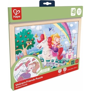Hape Дървен пъзел Hape International - Еднорог и приятели (H1642) - ozone