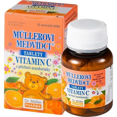 Müllerove medvedíky Vitamín C tabliety mandarínka 45 bonbónov