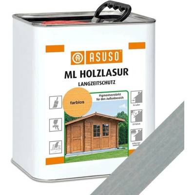 Lazura rozpouštědlová olejová pigmentová ASUSO ML Holzlasur stříbrošedá 3 l