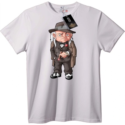 NOONEBRAND Тениска с Мафиотски Карикатурен Бос - XS, White
