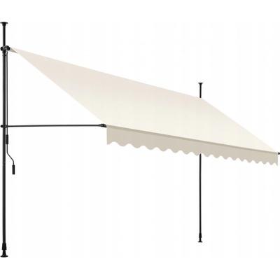 Tectake Upínací markýza s ruční klikou, výškově nastavitelná 400 x 180 cm, béžová